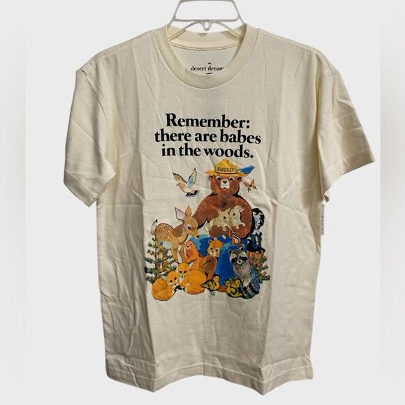 NWT Desert Dreamer Remember There Are Babes In The Wood T-Shirt Sz XS Off-White - Picture 1 of 16